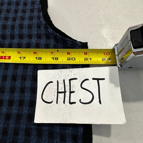 Flax Womens Blue Black Gingham Check Button Front Cropped Vest Small Indie Artsy - Picture 5 of 7